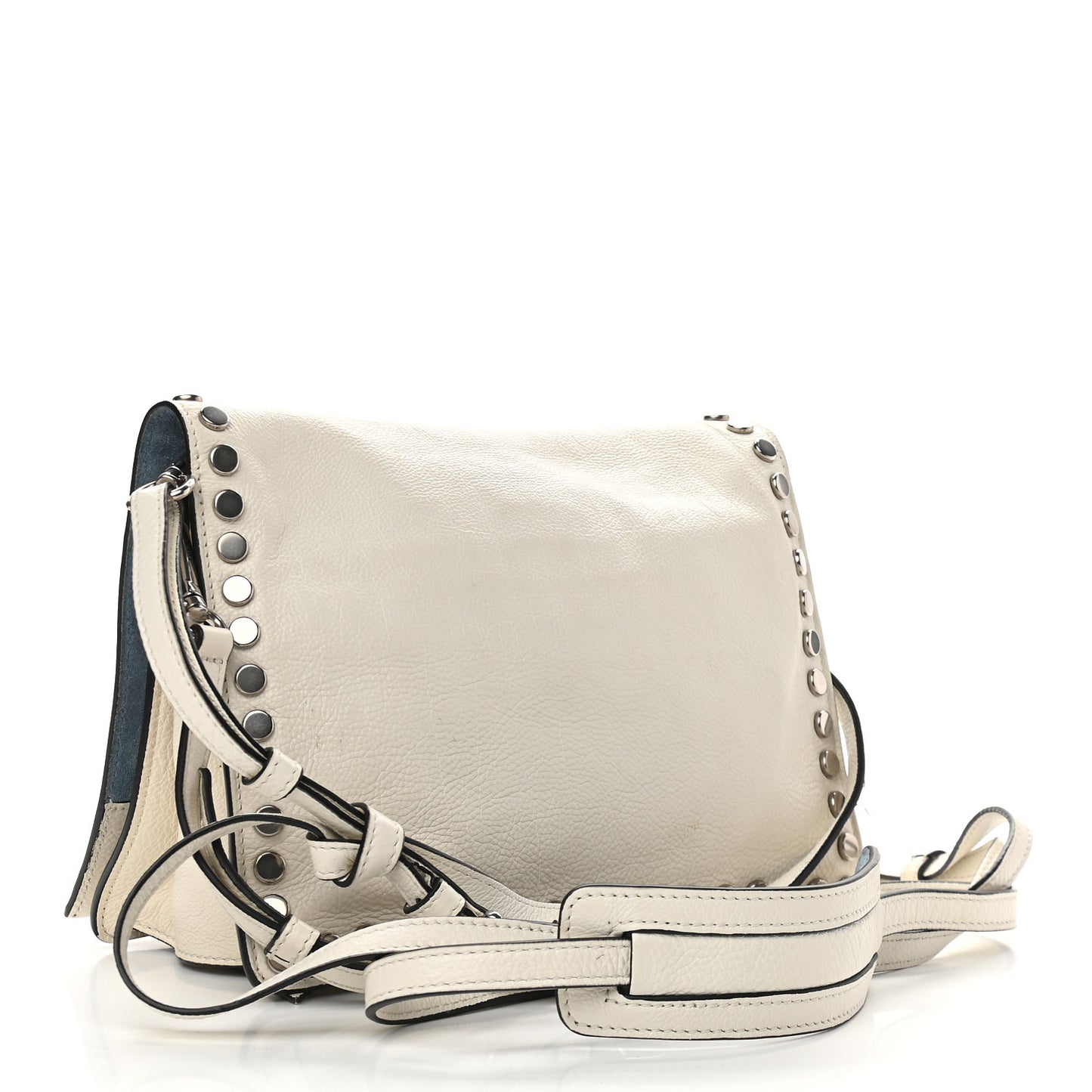 Glace Calf Studded Etiquette Flap Bianco Astra