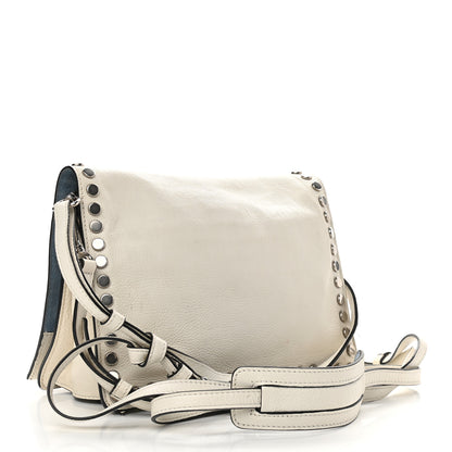 Prada Glace Calf Studded Etiquette Flap Bianco Astra 3 of 12