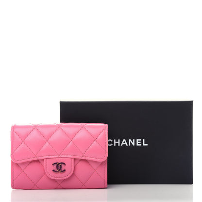 Chanel Lambskin Quilted Flap Card Holder Wallet Pink Yellow 9 of 9