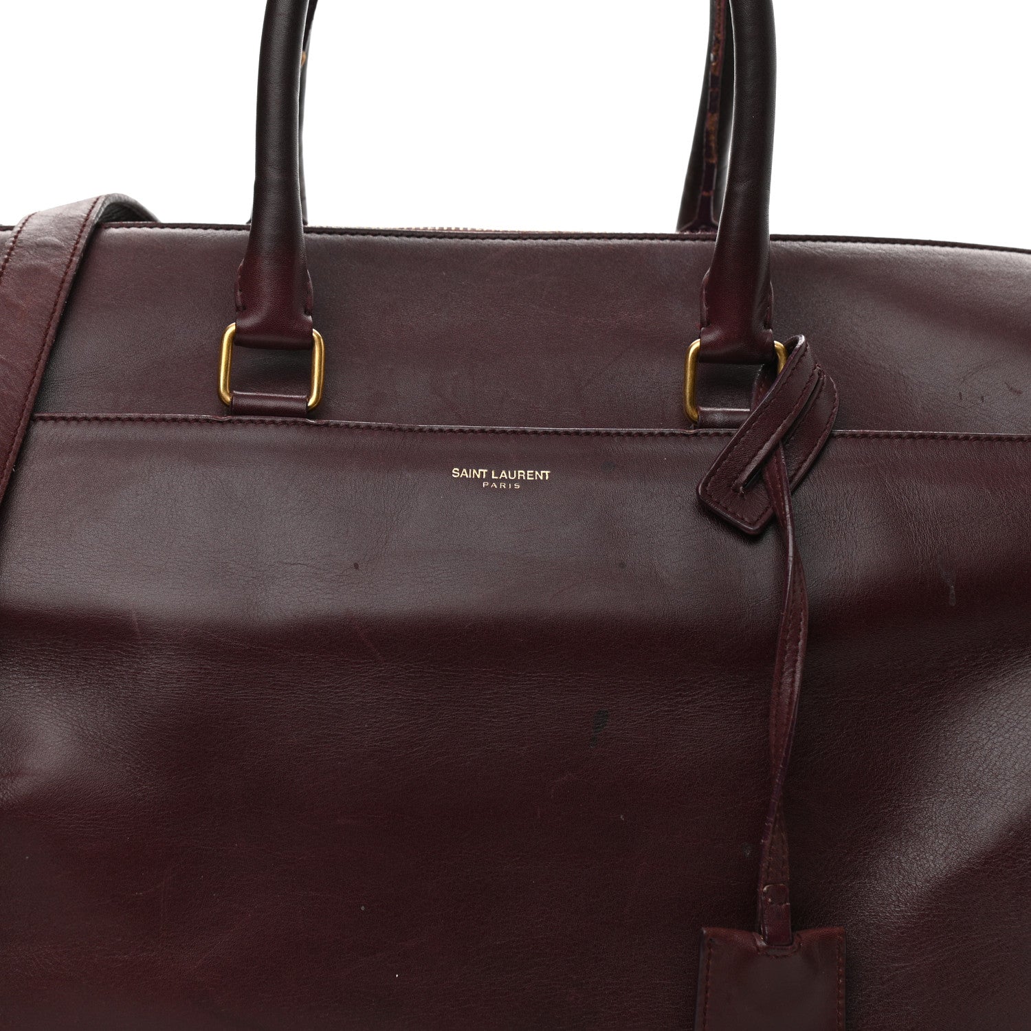 Saint Laurent Calfskin Classic Duffle 12 Wine 7 of 17