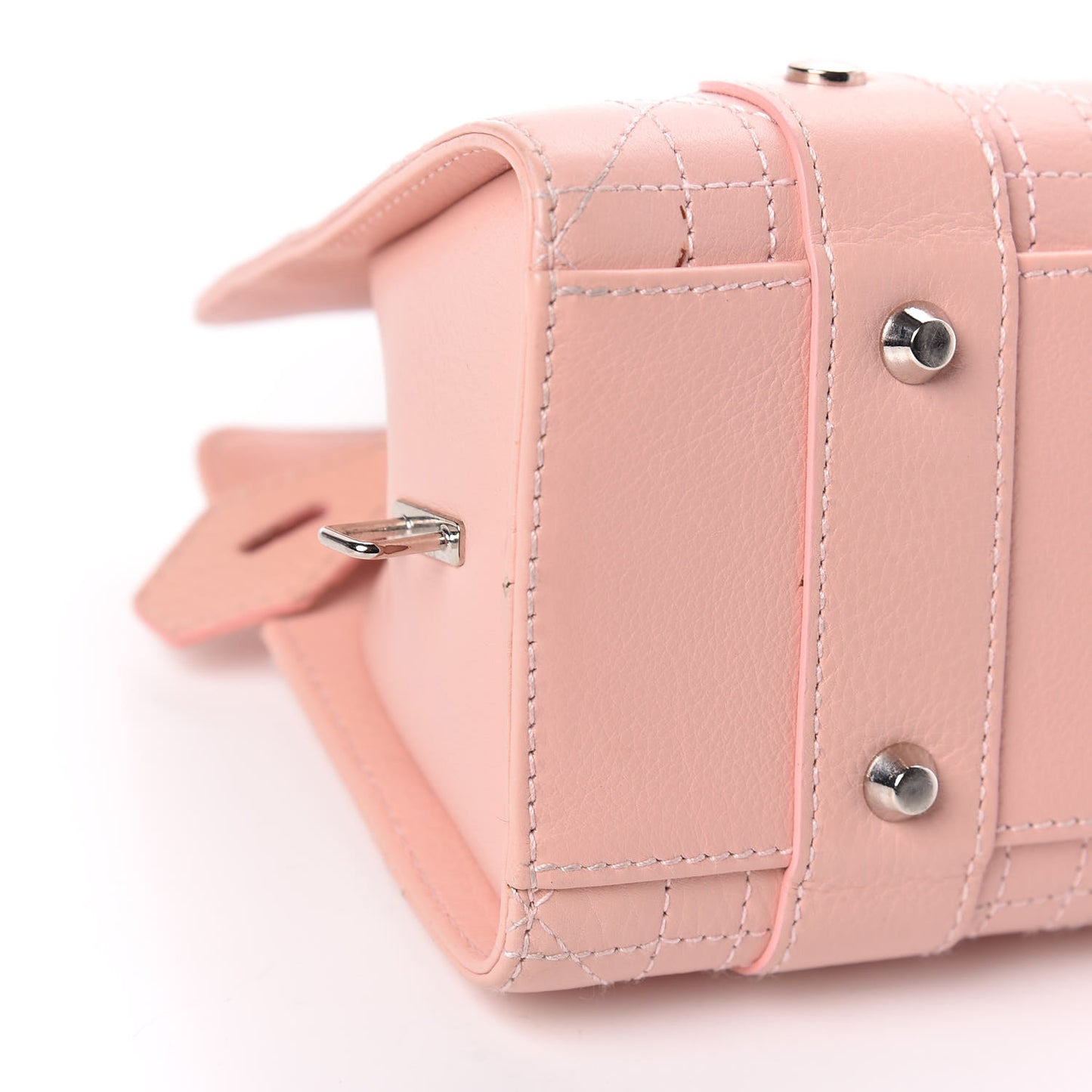 Calfskin Cannage Stitched Small East West Lady Dior Rose Clair