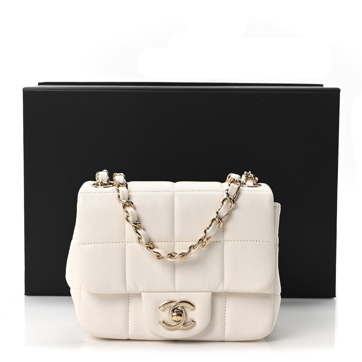 Chanel Lambskin Resin Crystal Square Quilted Monacoco Mini Square Flap White 11 of 11