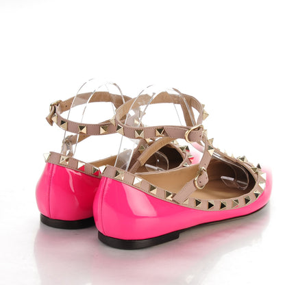 Valentino Garavani Patent Nappa Rockstud Cage Ballerina Flats 39 Peony Poudre 4 of 6