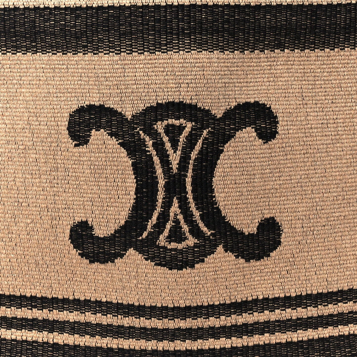 Jacquard Striped Triomphe Large Cabas Thais Beige Black
