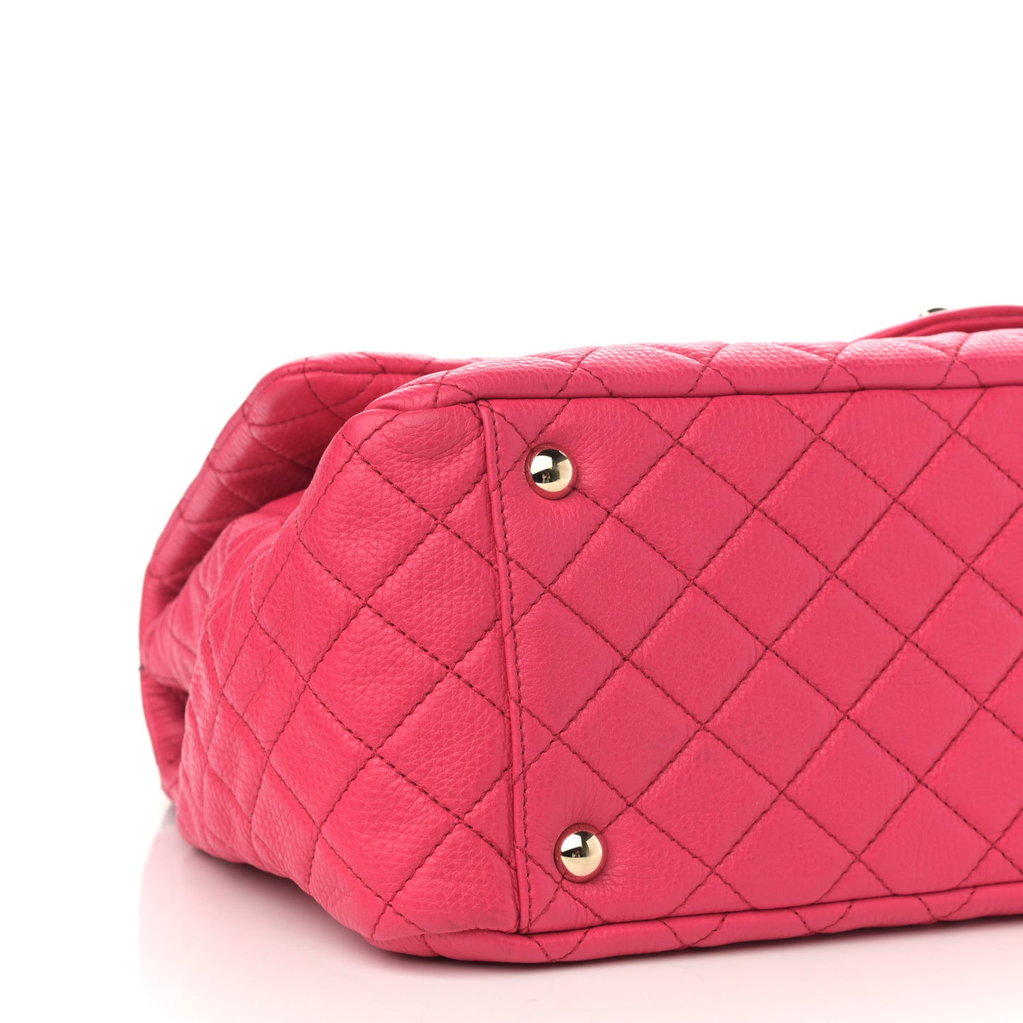 Calfskin Quilted XXL Travel Flap Bag Dark Pink