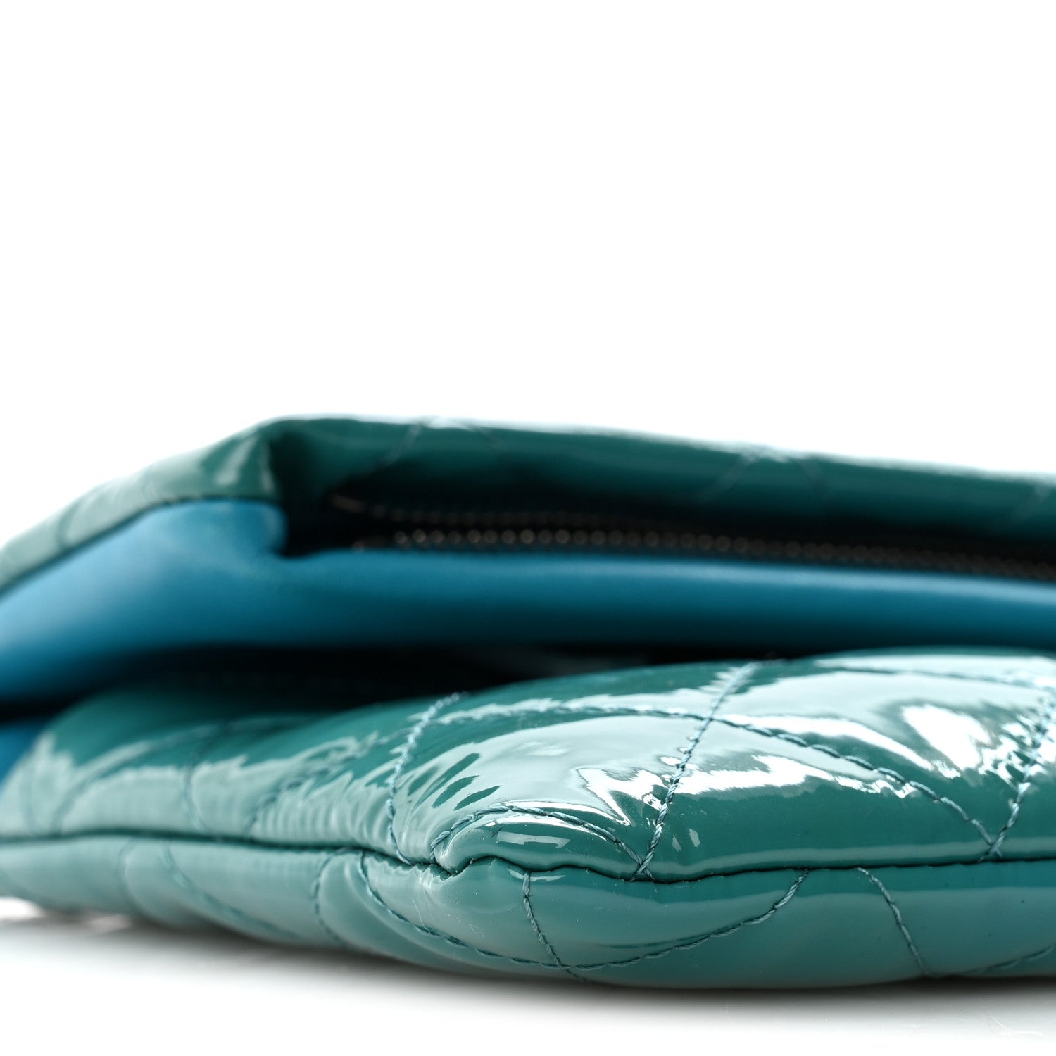 Chanel Patent Calfskin Quilted Beauty CC Clutch Blue 9 of 12