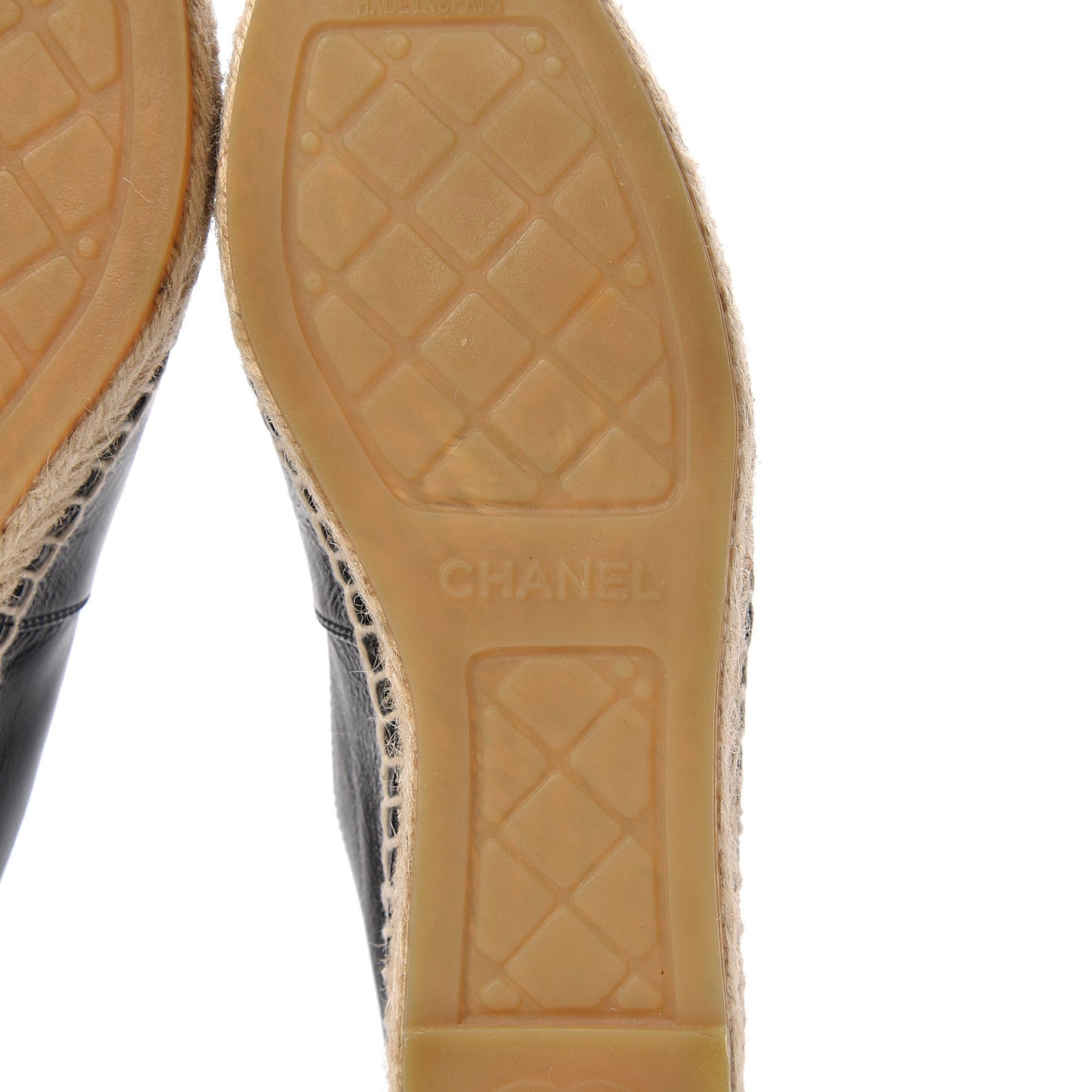 Patent Calfskin Metallic Goatskin CC Espadrilles 35 Black Silver