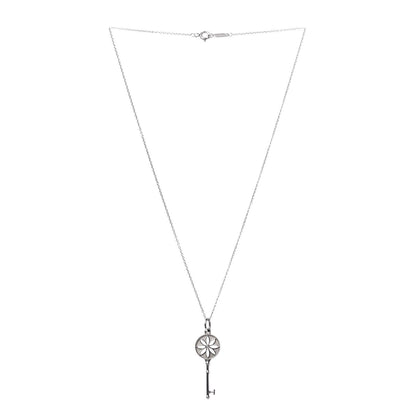 Tiffany Sterling Silver Diamond Small Daisy Key Pendant Necklace 3 of 8