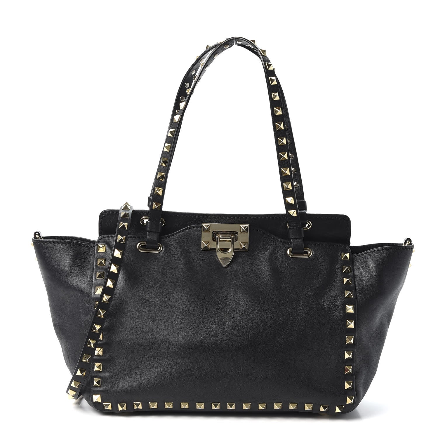 Valentino Garavani Vitello Small Rockstud Tote Black 1 of 12
