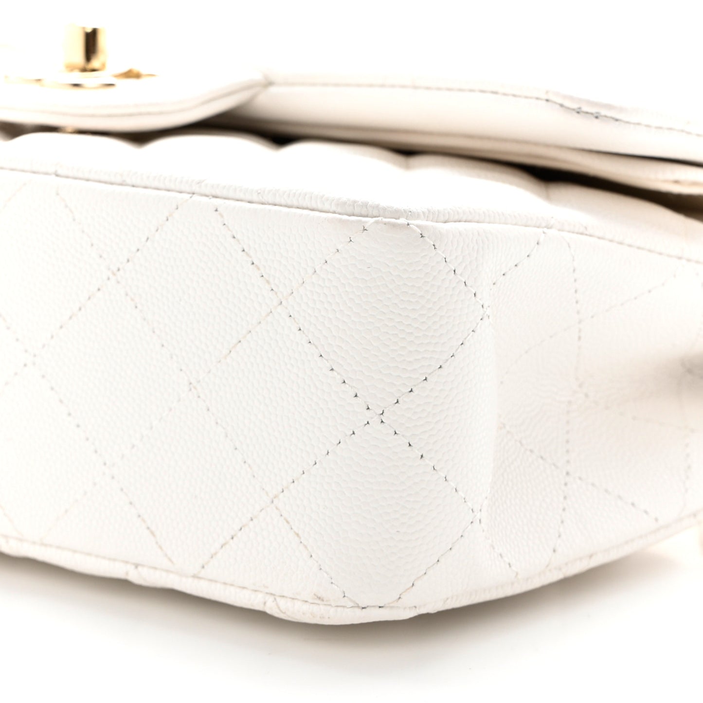Caviar Quilted Small Double Flap White