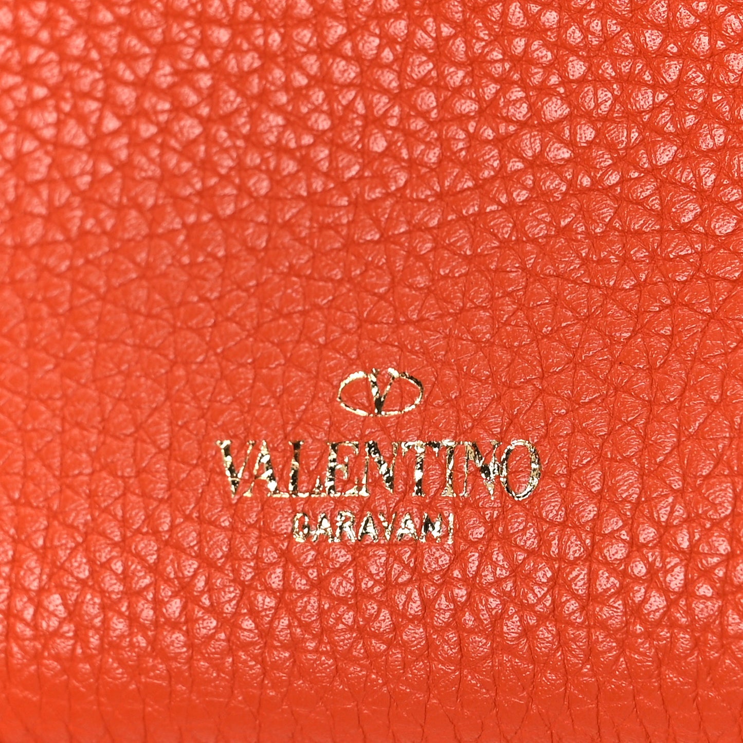 Grainy Calfskin Rockstud Crossbody Pouch Orange
