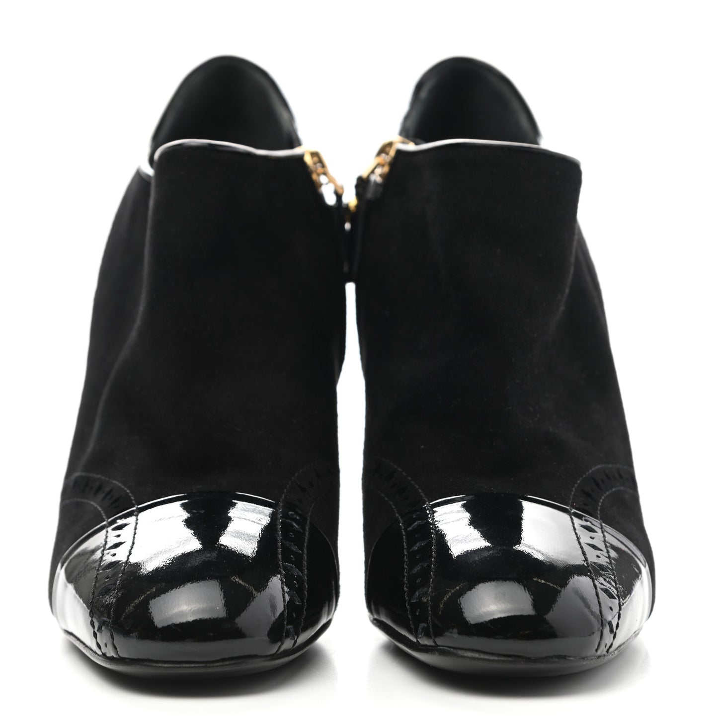 Patent Suede Cap Toe Mia Low Boots 38.5 Black