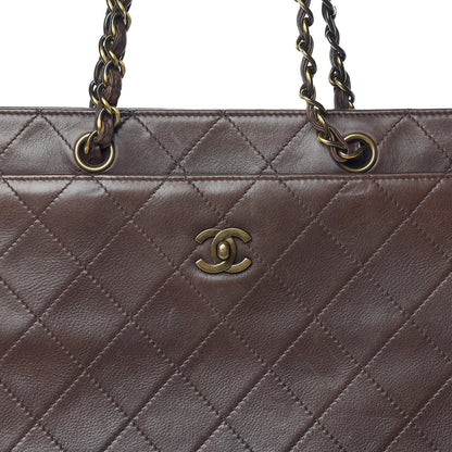 Chanel Calfskin Stitched CC Tote Dark Brown 13 of 20