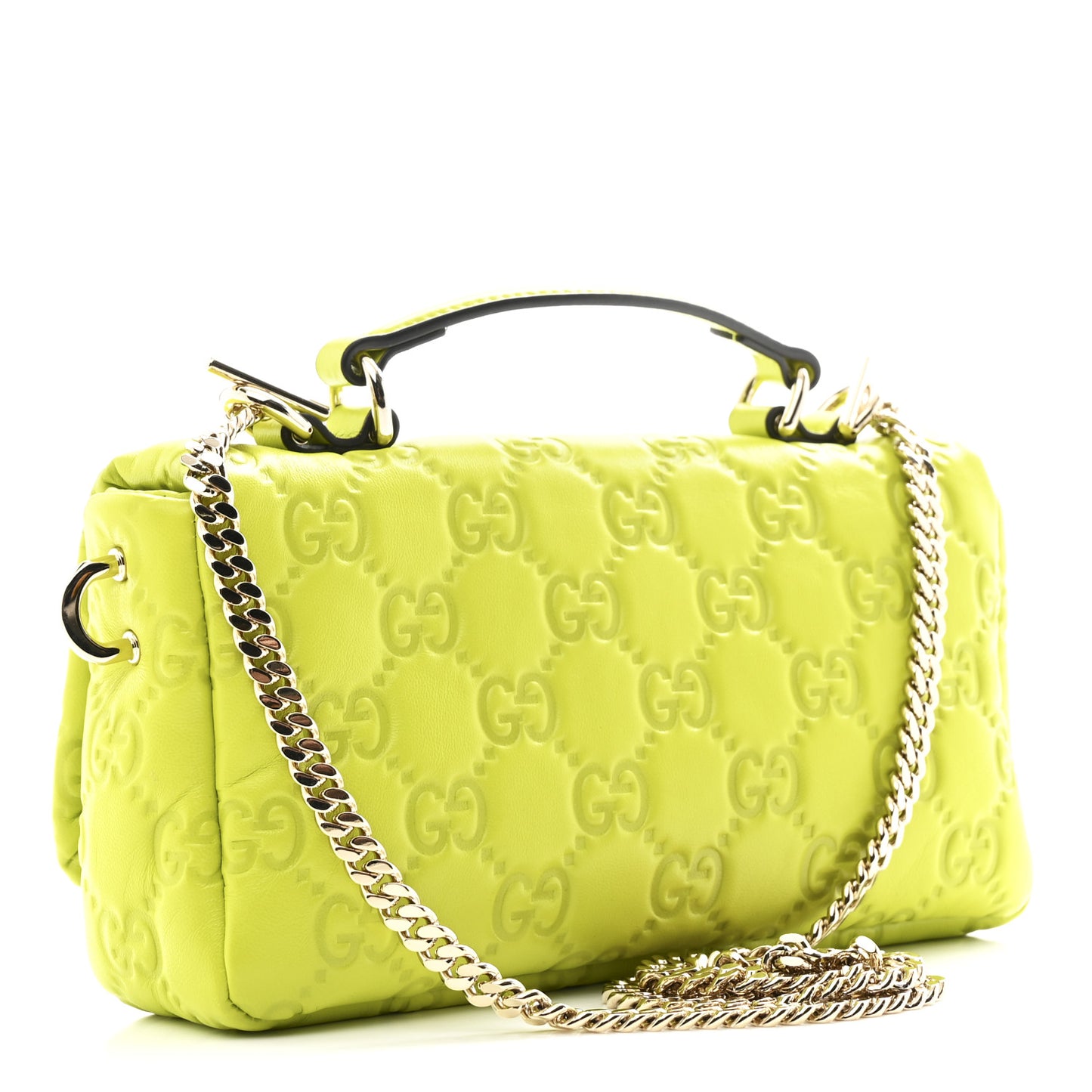 Lambskin Embossed Mini GG Milano Top Handle Shoulder Bag Light Green