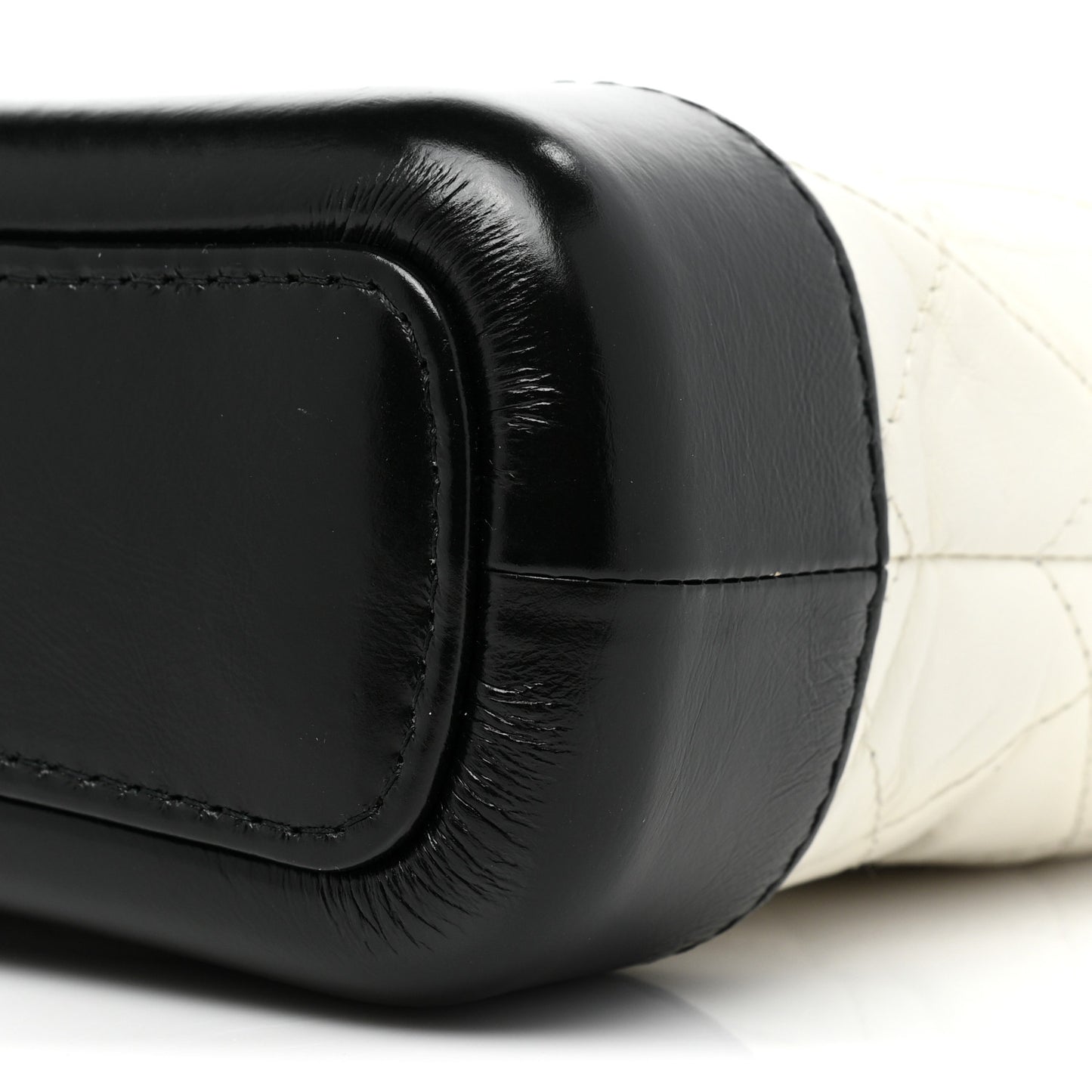 Aged Calfskin Quilted Small Gabrielle Hobo Black White