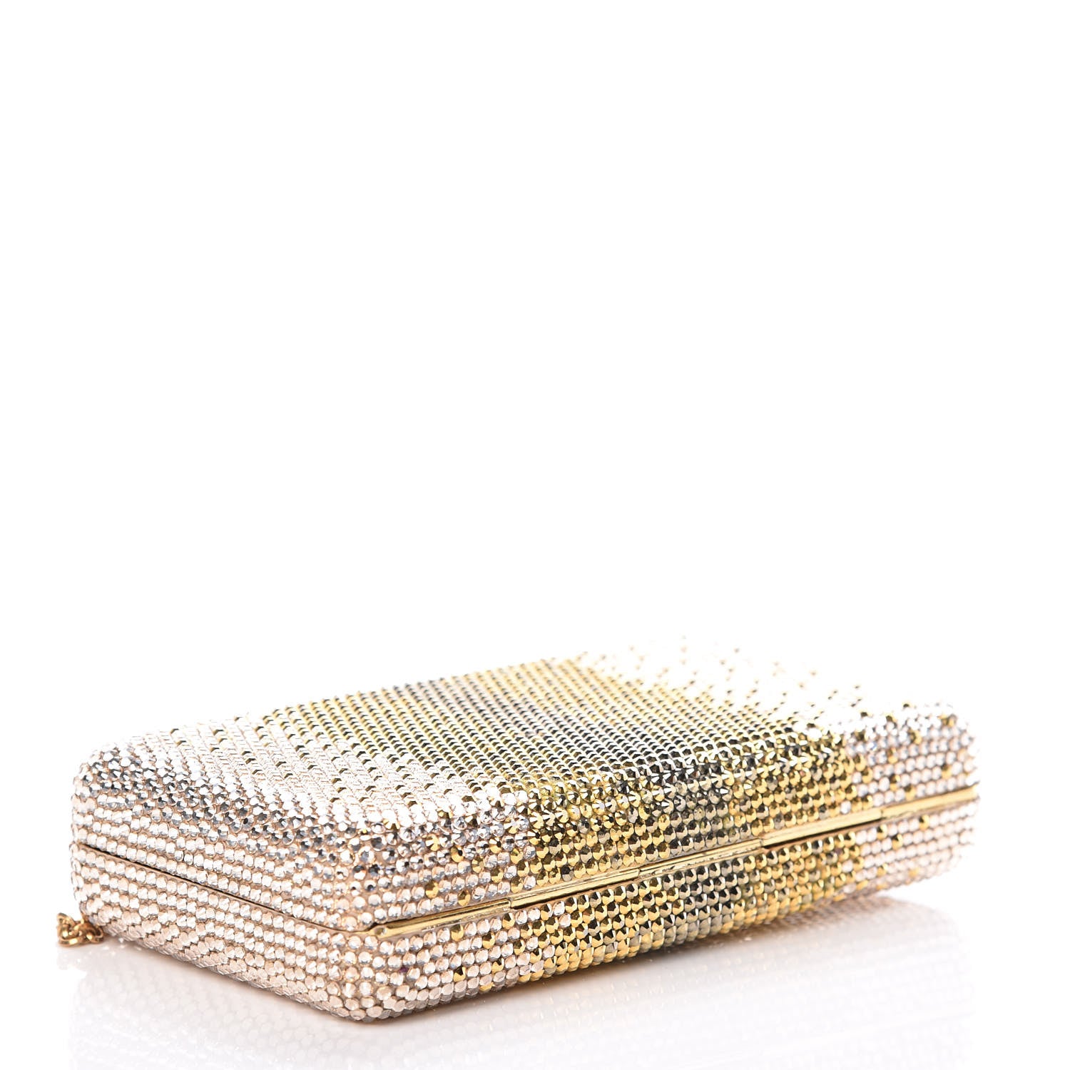 Judith Leiber Swarovski Crystal Minaudiere Clutch Gold Silver 4 of 8