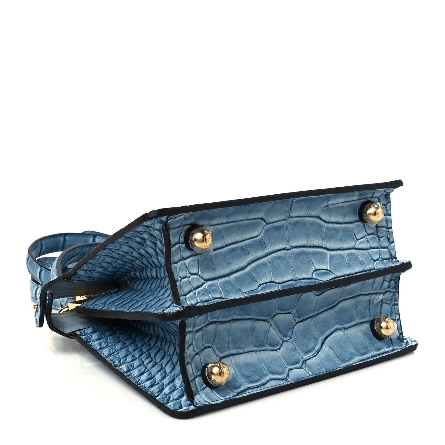 Shiny Alligator Shiny Nappa Petite Peekaboo Iconic Satchel Denim