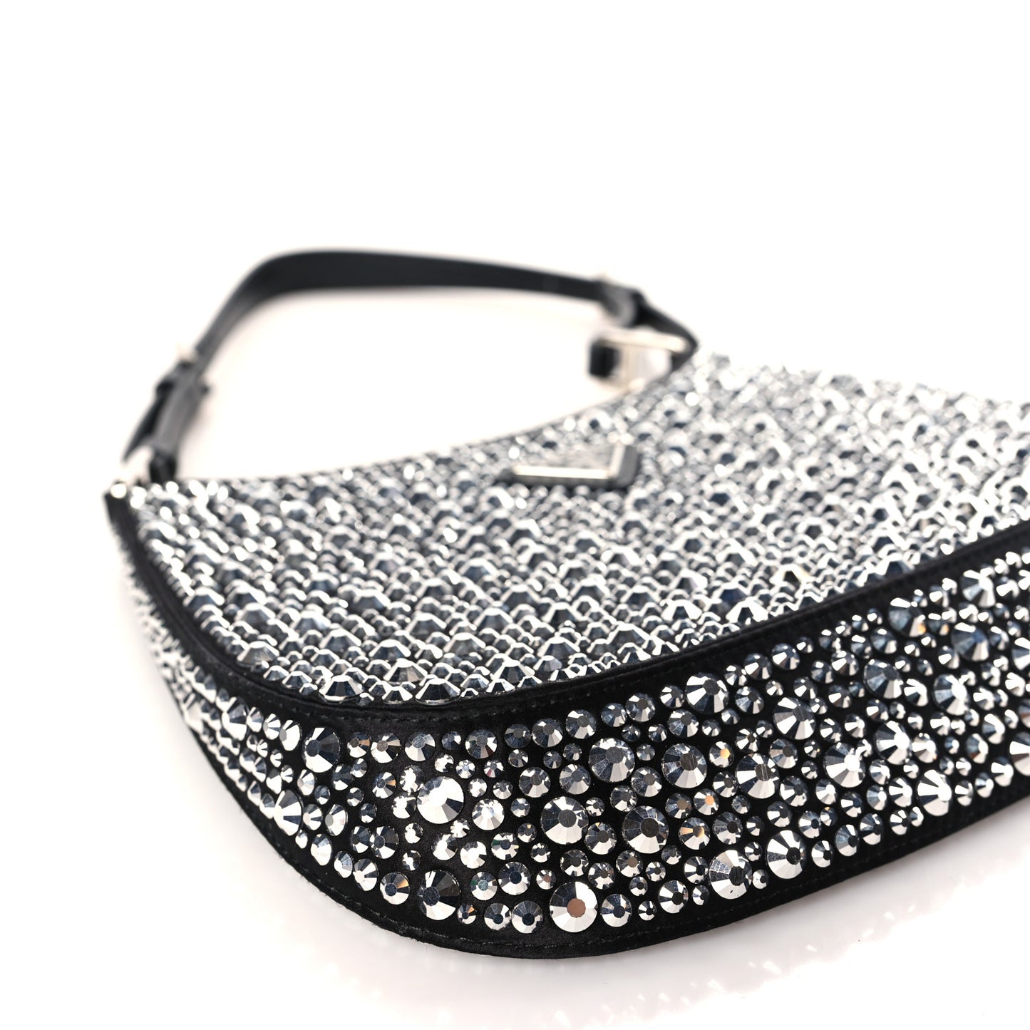 Satin Crystal Cleo Adjustable Strap Shoulder Bag Metal