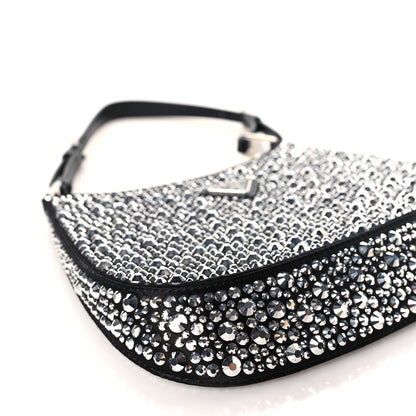 Prada Satin Crystal Cleo Adjustable Strap Shoulder Bag Metal 8 of 9