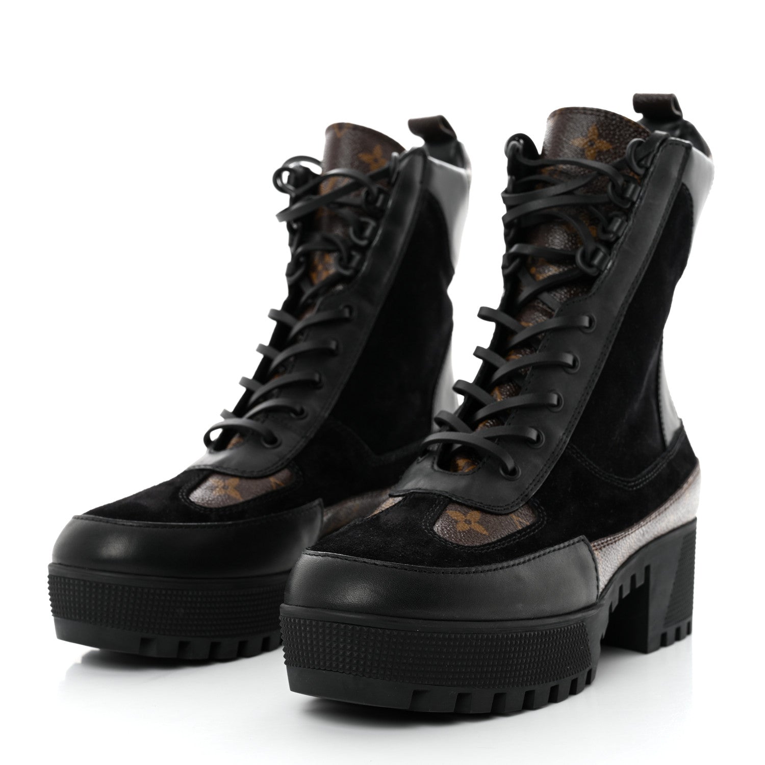 Louis Vuitton Suede Calfskin Monogram Laureate Platform Desert Boots 41 Black 3 of 8