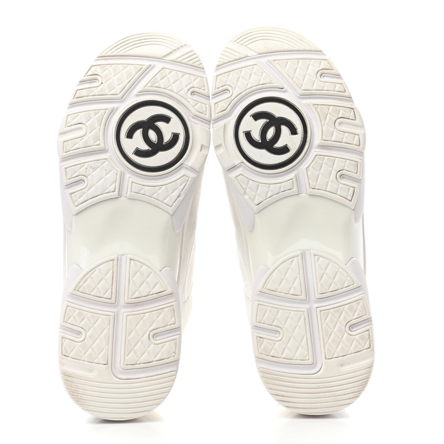 Suede Calfskin Fabric CC Sneakers 39.5 White
