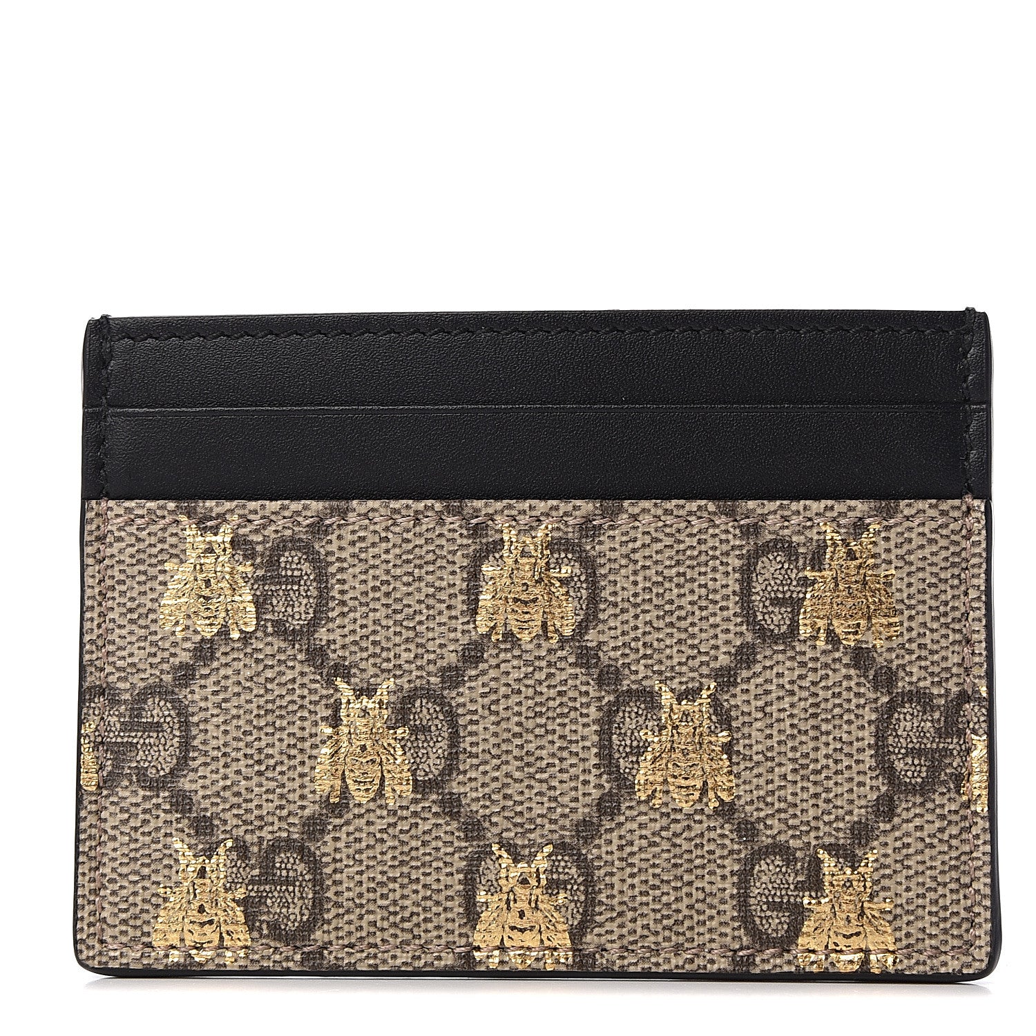Gucci GG Supreme Monogram Bees Card Holder Black 1 of 9