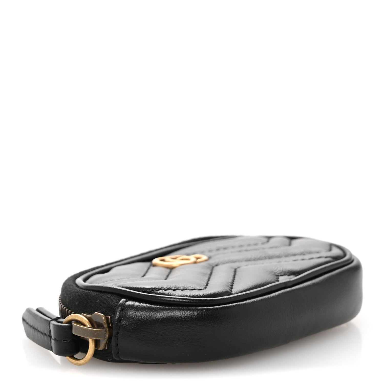 Gucci Calfskin Matelasse GG Marmont Oval Coin Purse Black 4 of 8