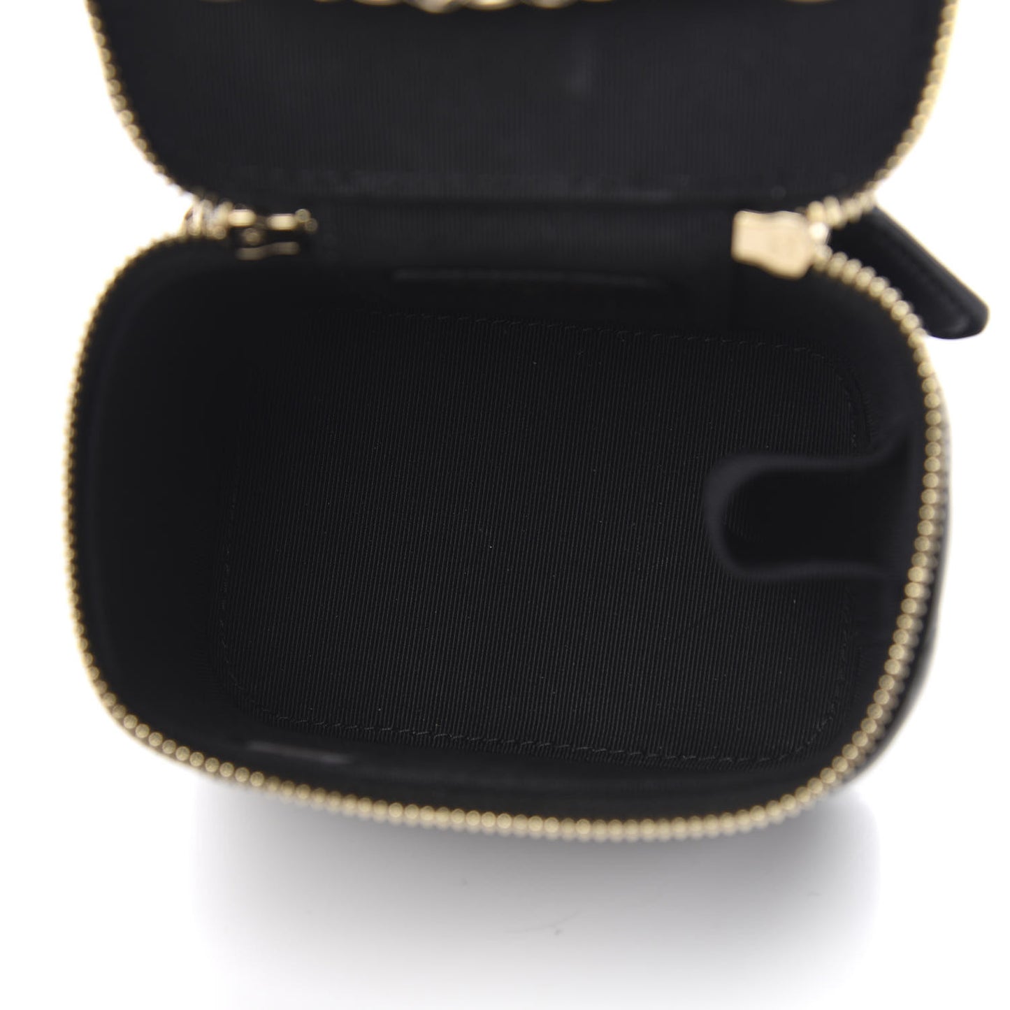 Lambskin Quilted Trendy Mini Vanity Case With Chain Black
