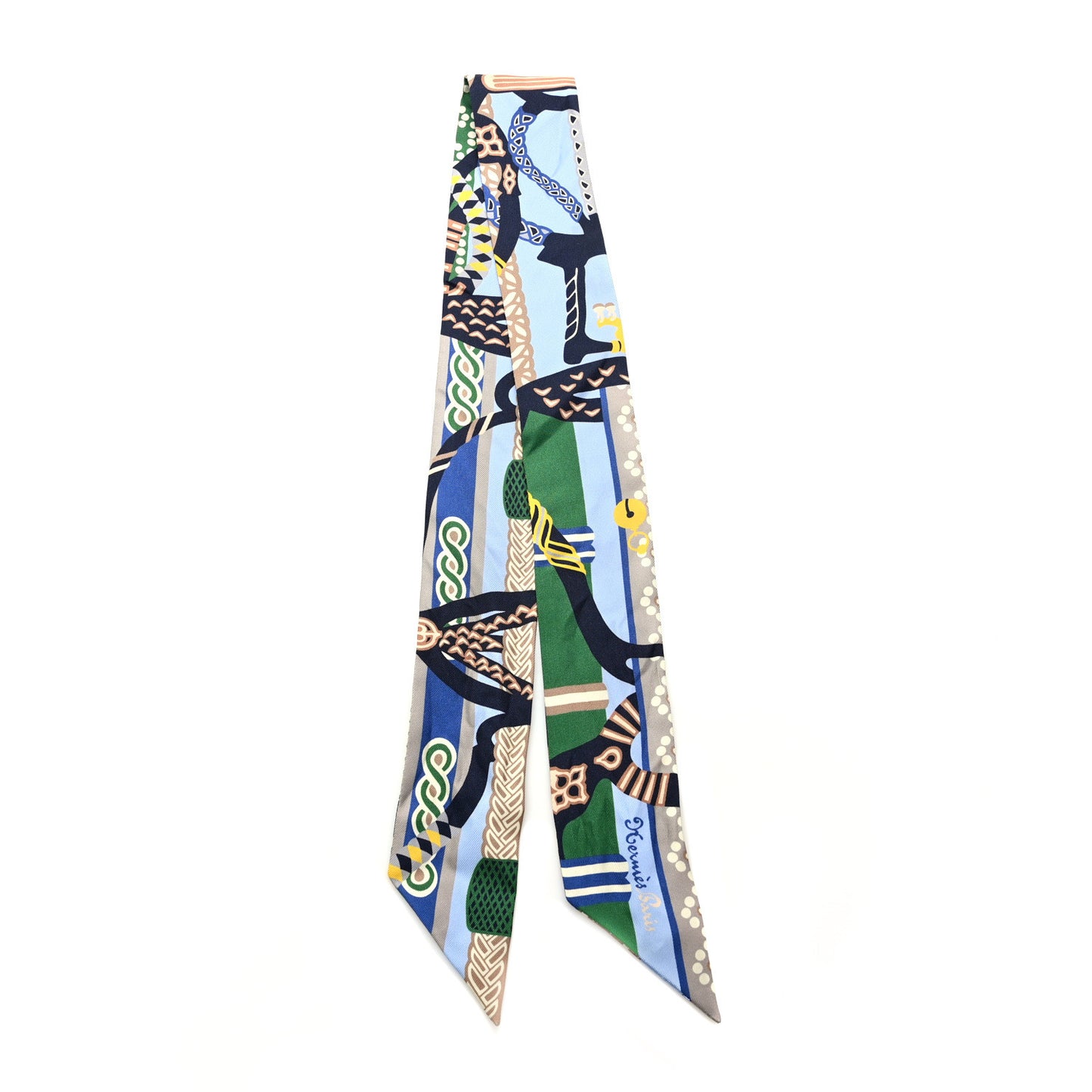 Silk Fantaisie D'Etriers Twilly Bleu Ciel Vert Marine