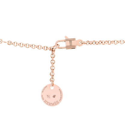 Hermes 18K Rose Gold Diamond PM Kelly Clochette Necklace 4 of 5