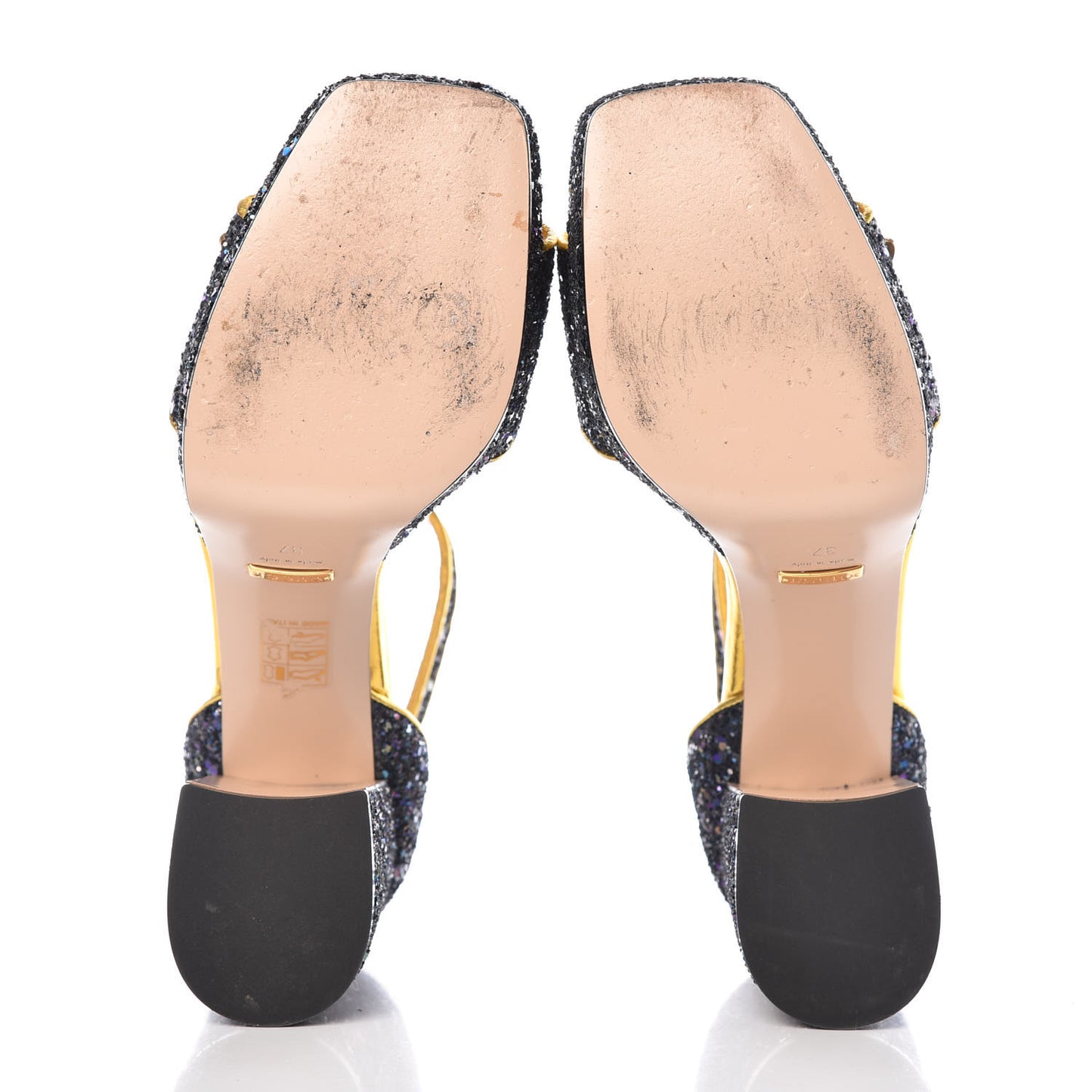 Glitter Soko Bee Platform Mid Heel Sandals 37 Notte Oro Multi