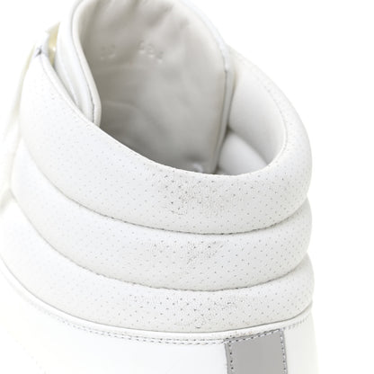 Gucci Calfskin Interlocking G Perforated Mens Ace High Top Sneakers 10 White Great White Grey Sky 13 of 15