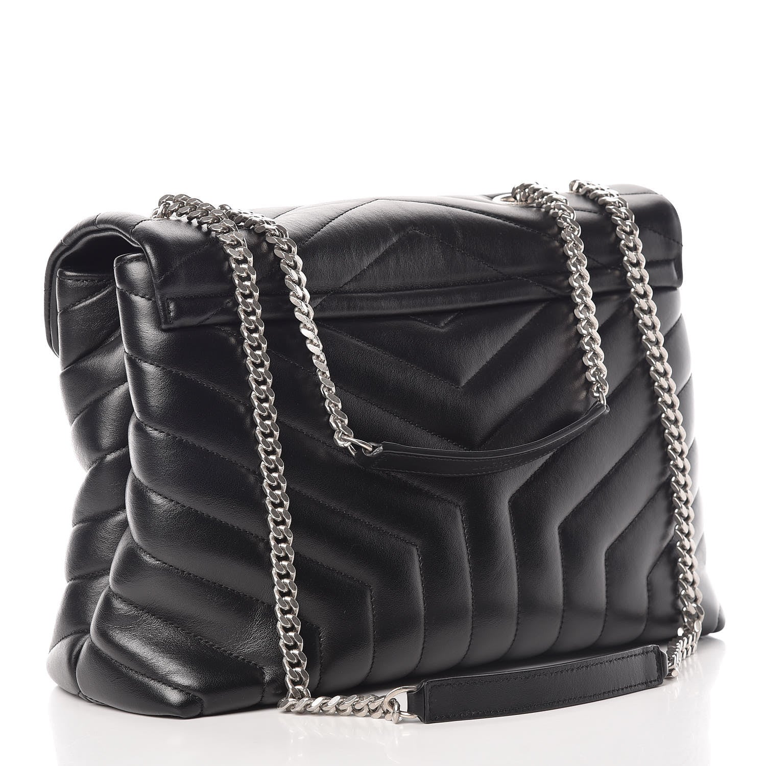 Saint Laurent Calfskin Y Quilted Monogram Medium Loulou Chain Satchel Black 3 of 13