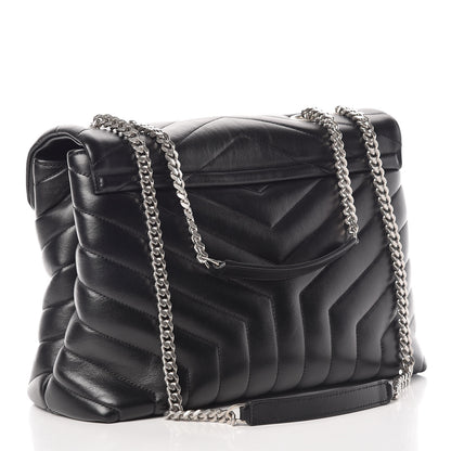 Saint Laurent Calfskin Y Quilted Monogram Medium Loulou Chain Satchel Black 3 of 13