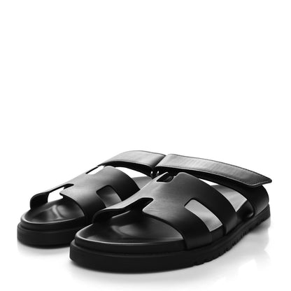 Hermes Calfskin Womens Chypre Sandals 39 Black 3 of 9