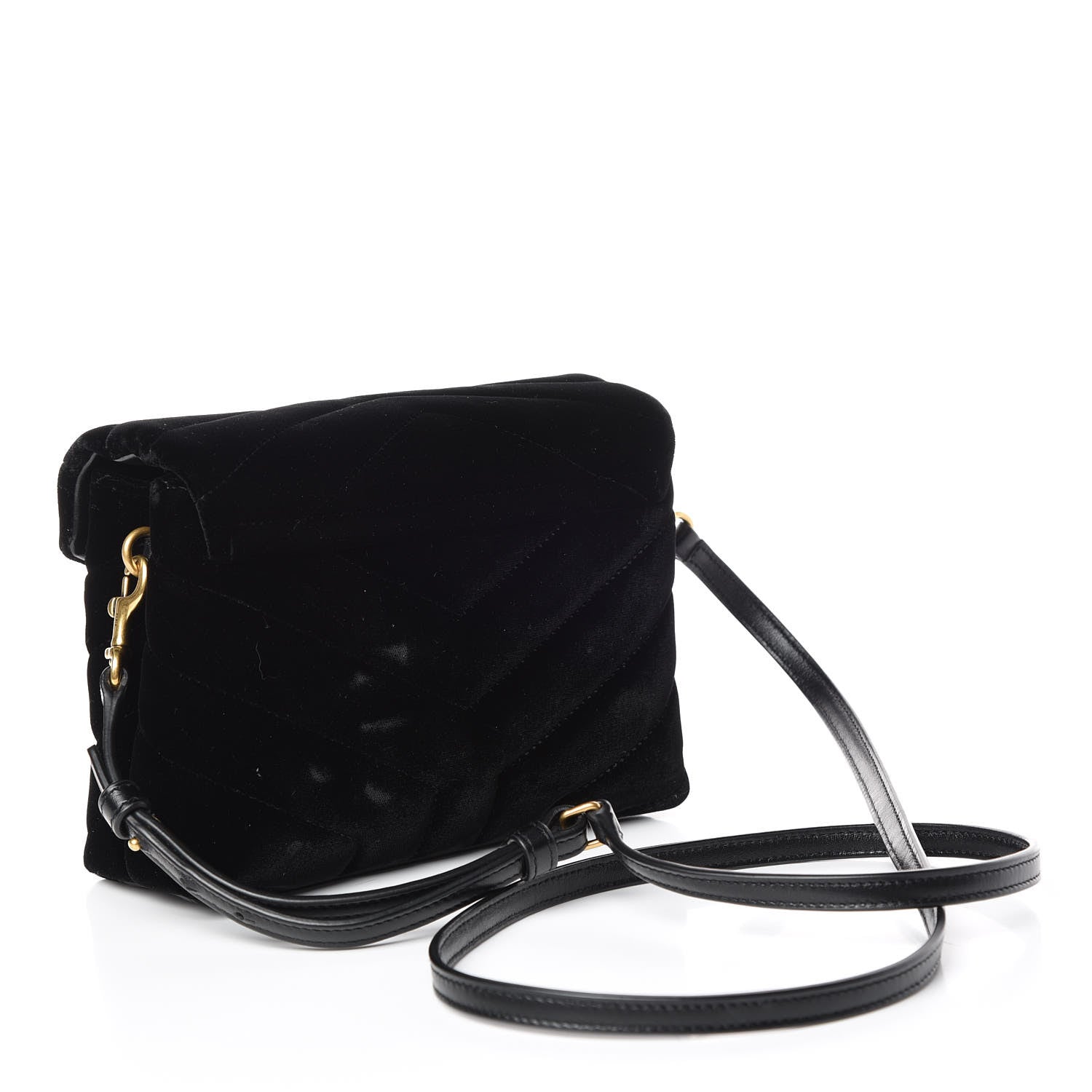 Saint Laurent Velvet Y Quilted Monogram Toy Loulou Chain Satchel French Black 3 of 10