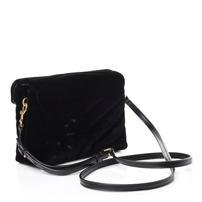 Saint Laurent Velvet Y Quilted Monogram Toy Loulou Chain Satchel French Black 3 of 10