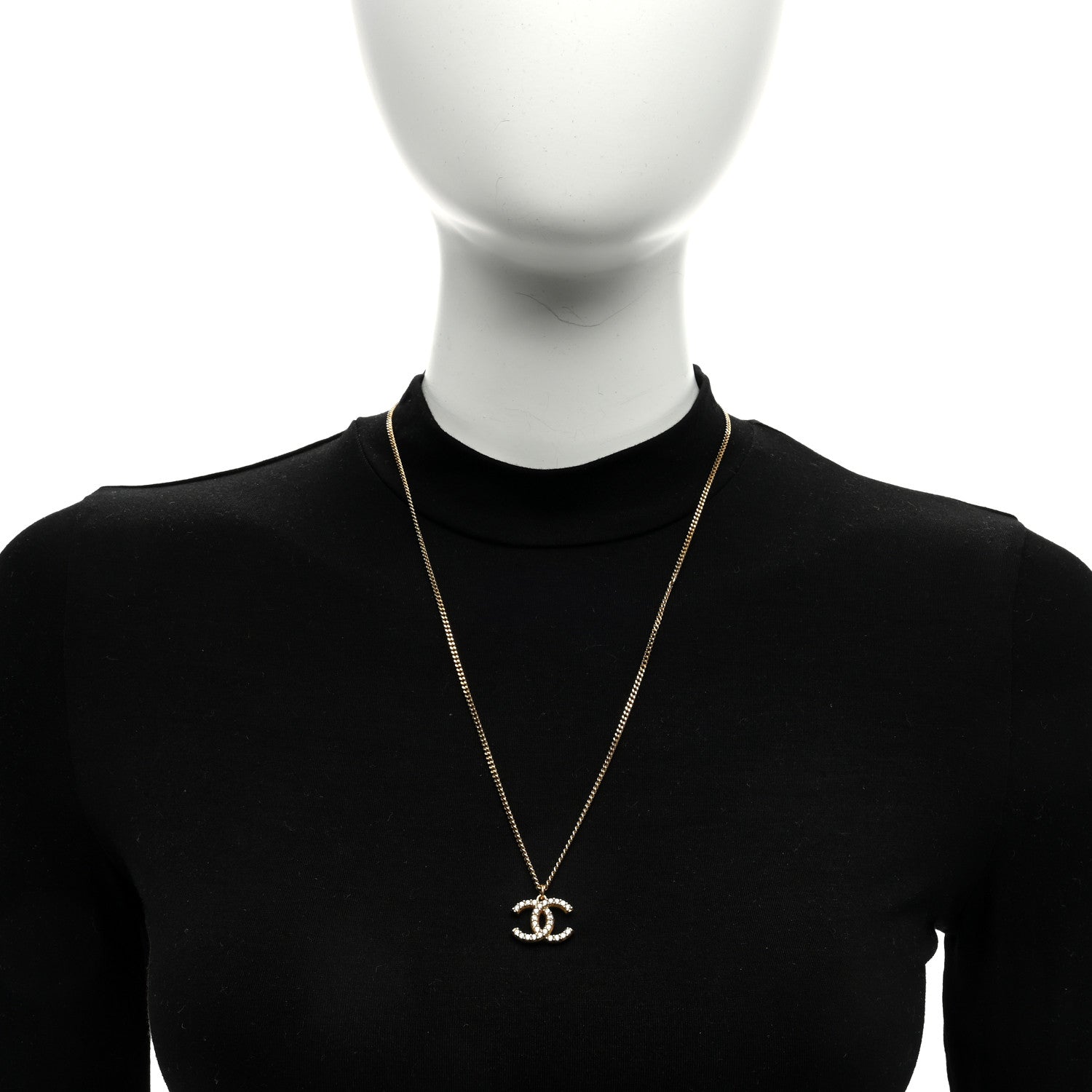 Chanel Crystal Lock Symbols CC Necklace Gold 2 of 4