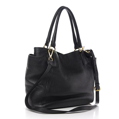 Prada Vitello Daino Side Pocket Tote Black 2 of 11