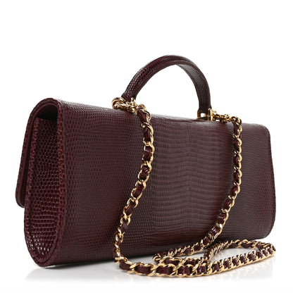 Chanel Calfskin Lizard Embossed Clutch With Chain  Bordeaux 3 of 12