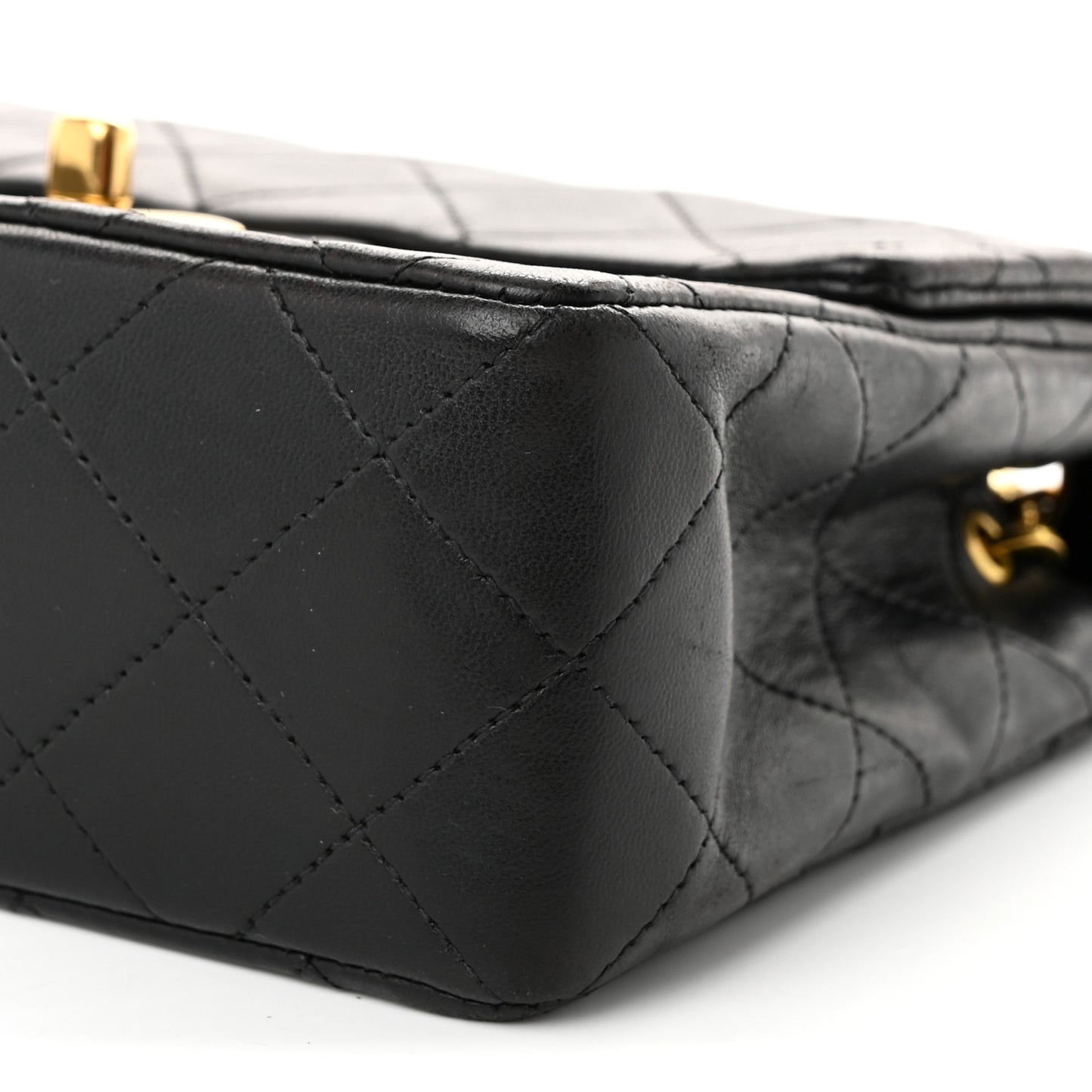 Lambskin Quilted Mini Square Flap Bag Black