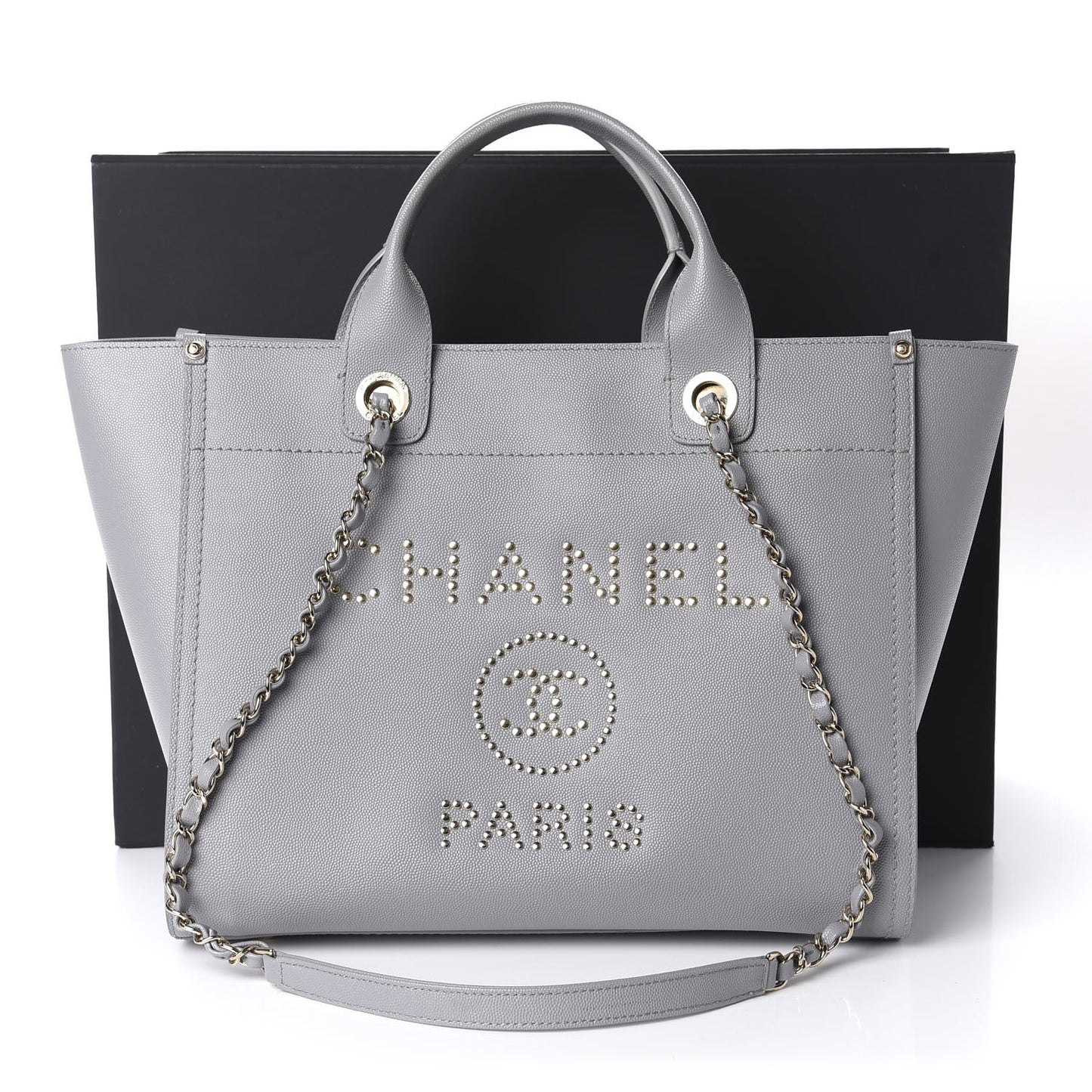 Caviar Studded Small Deauville Tote Grey