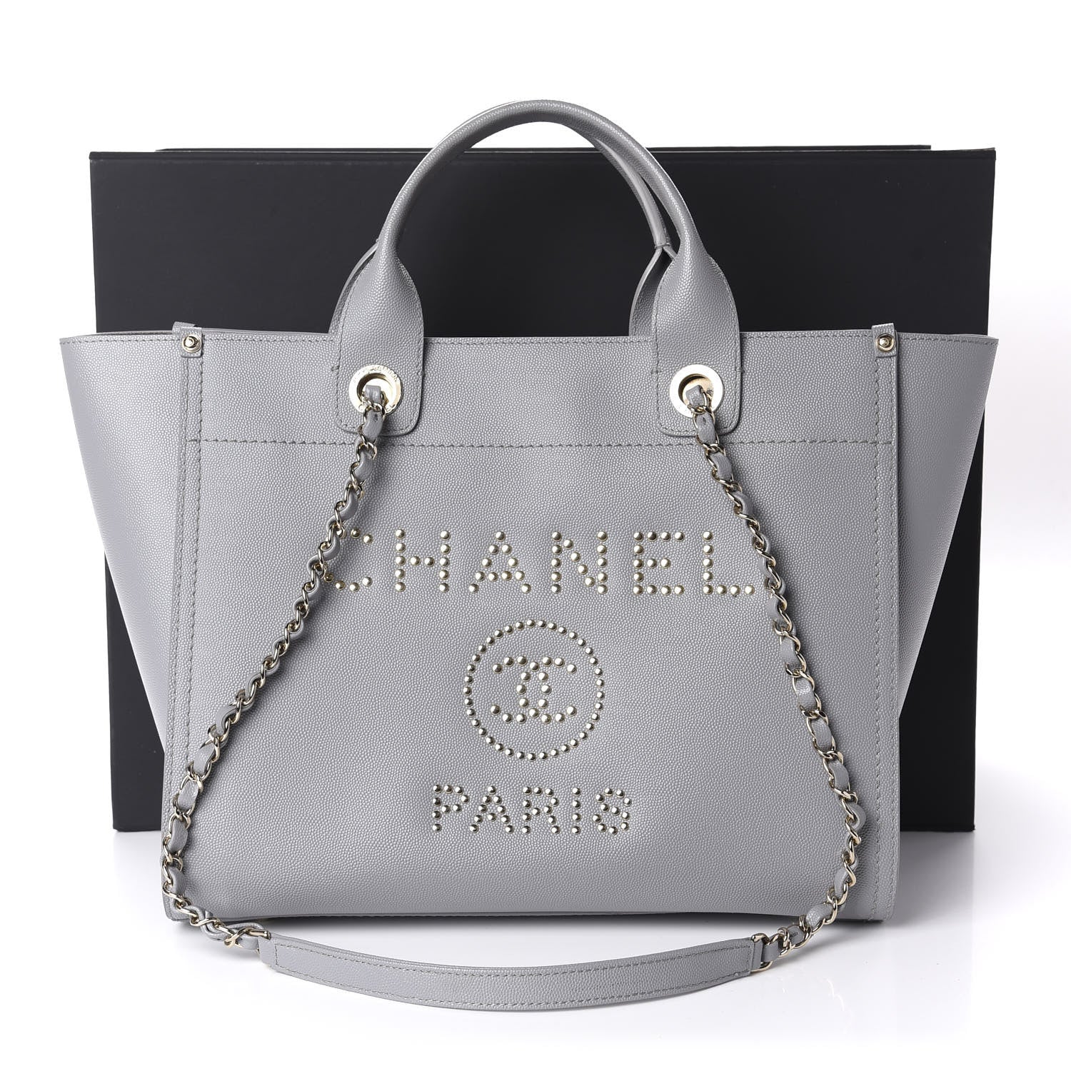Chanel Caviar Studded Small Deauville Tote Grey 12 of 12