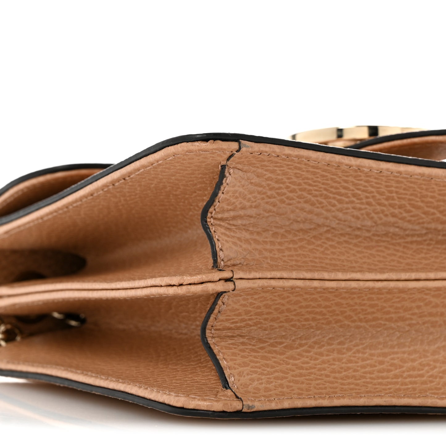 Dollar Calfskin Small Interlocking G Shoulder Bag Camelia