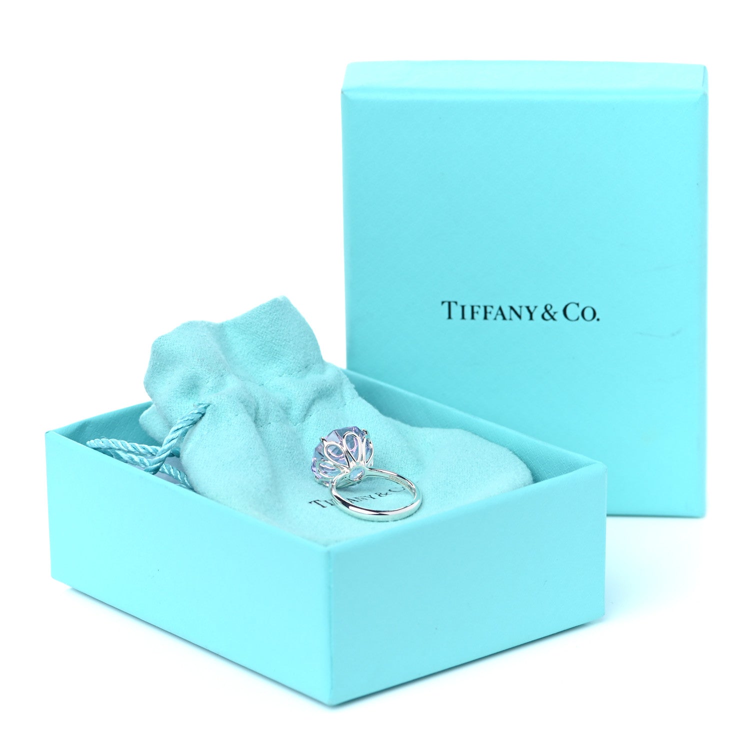 Tiffany Sterling Silver Amethyst Sparklers Octagonal Cocktail Ring 49 5 6 of 6