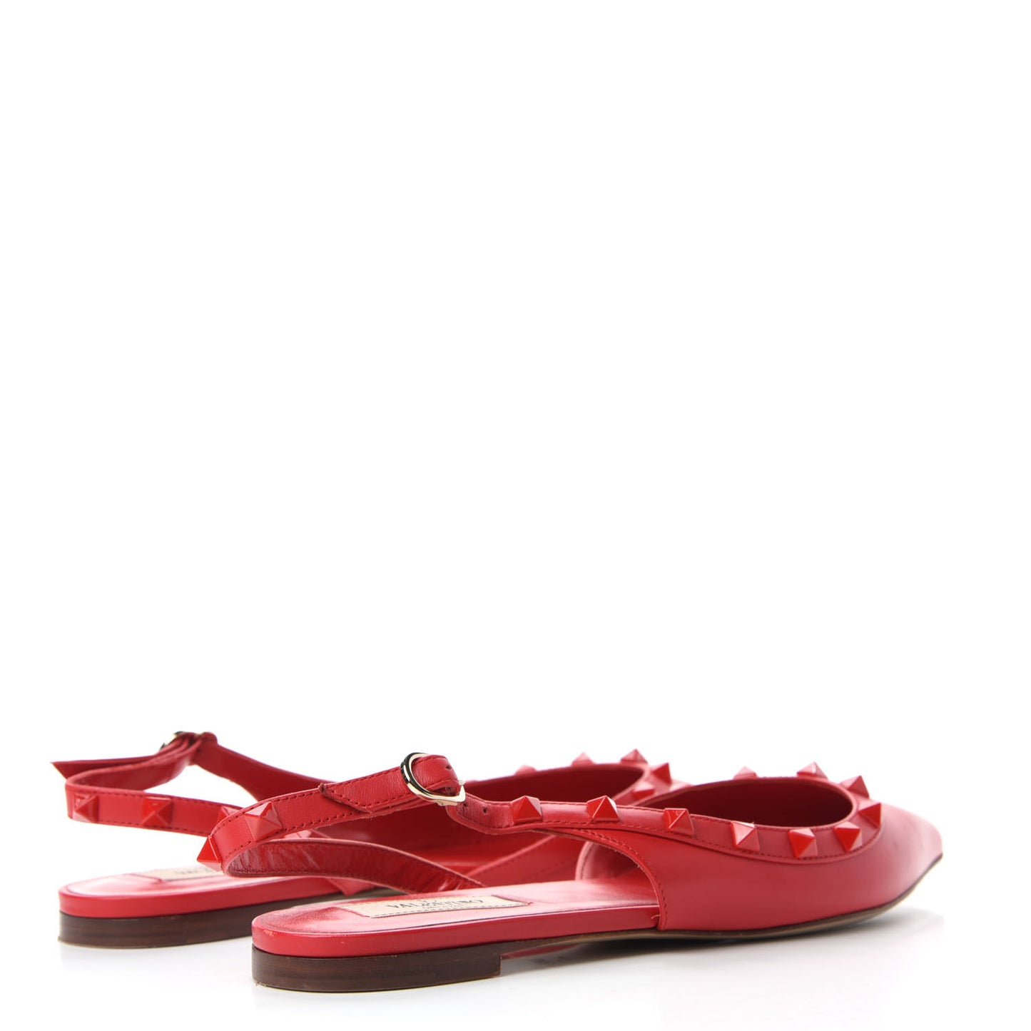 Nappa Monochrome Rockstud Slingback Flats 37 Rosso Valentino