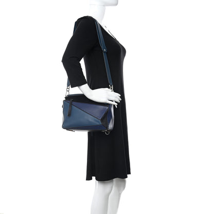 Loewe Calfskin Colorblock Small Puzzle Bag Blue 2 of 12