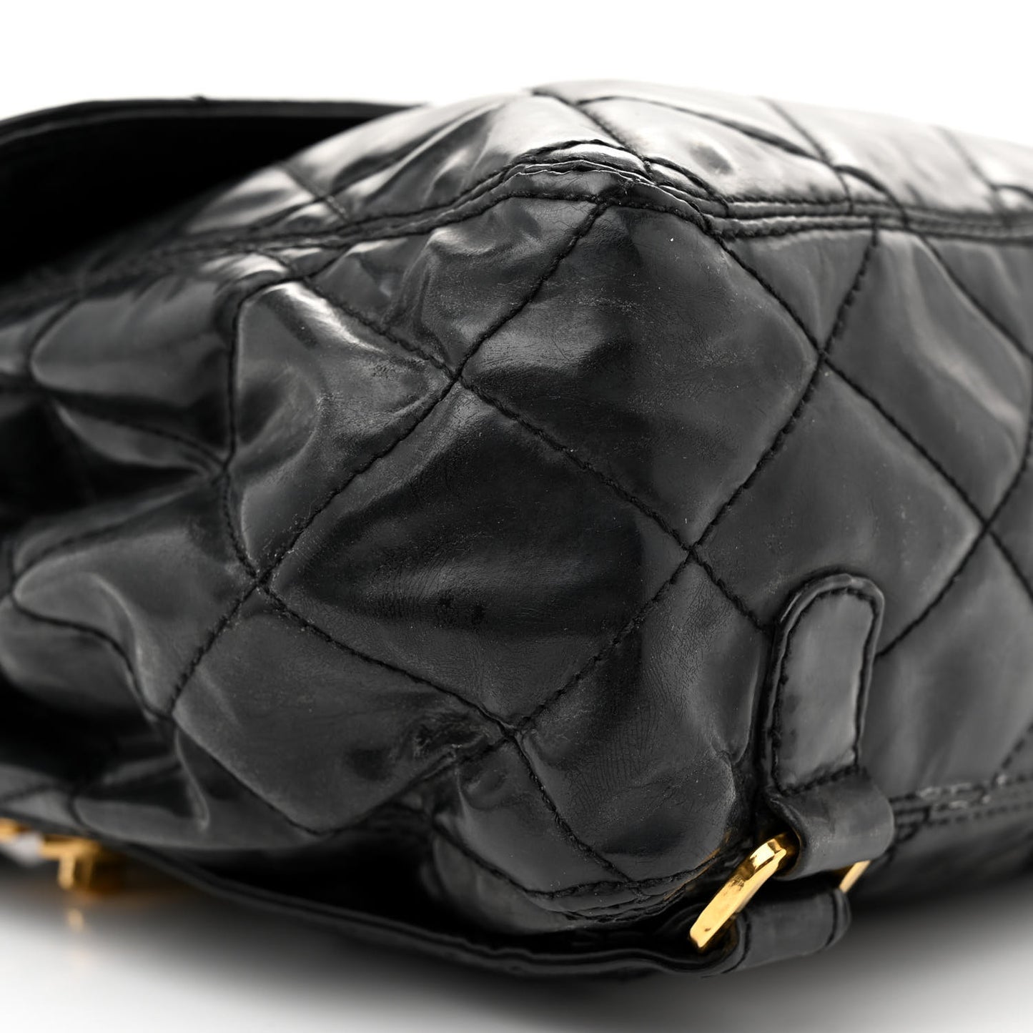 Patent Quilted Backpack Black