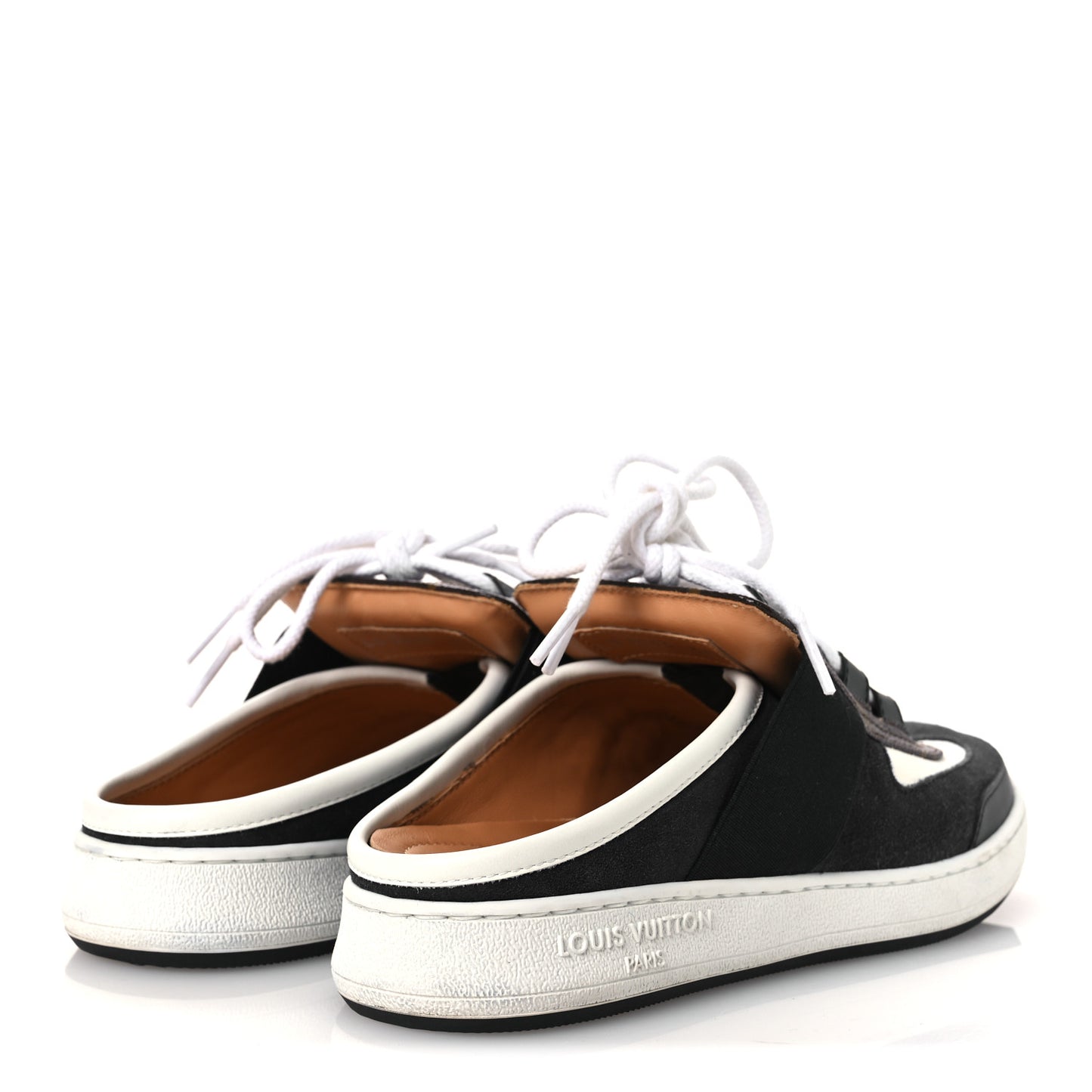 Monogram Suede Calfskin Lous Open Back Sneakers 37.5 Black