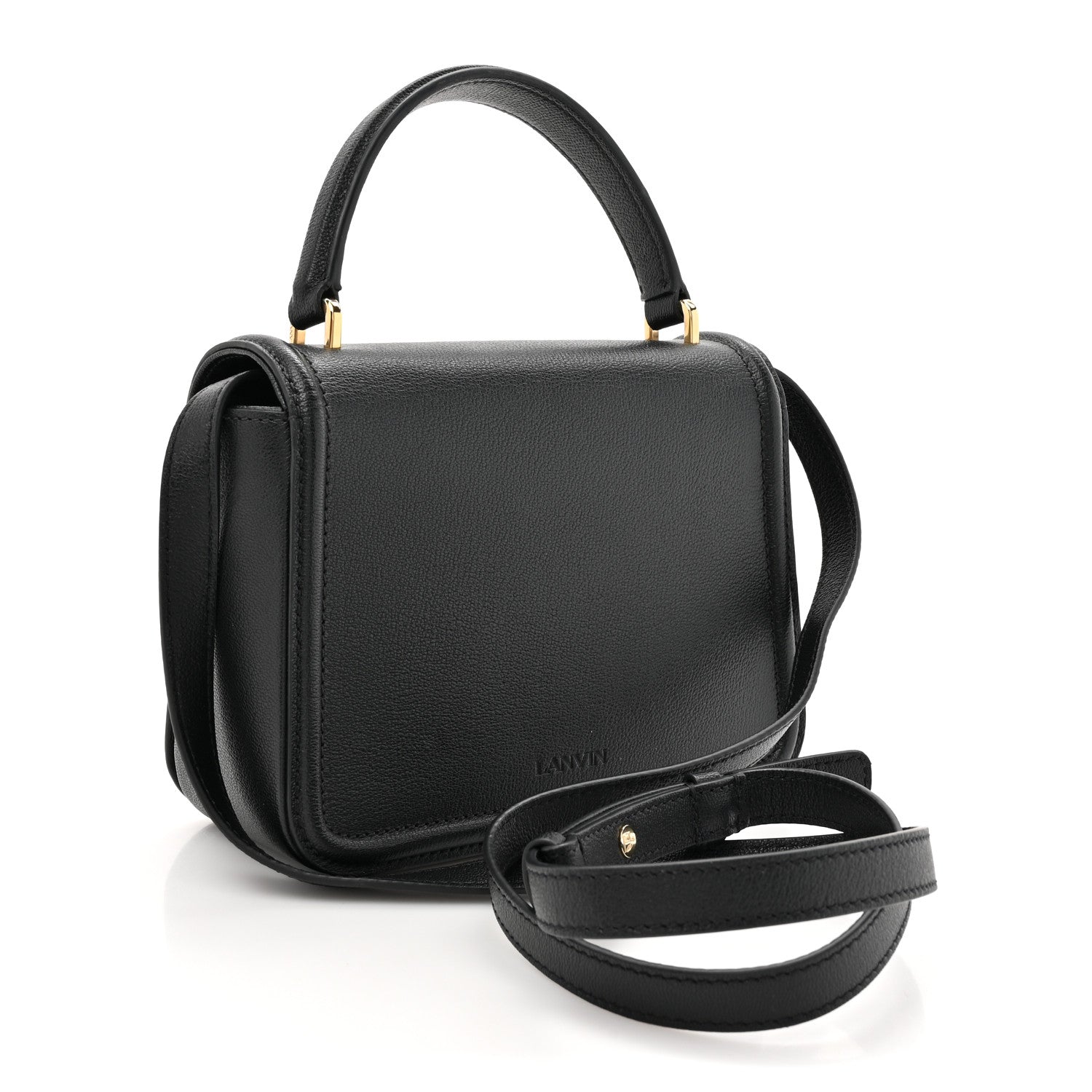 Lanvin Calfskin 22 Logo Plaque Top Handle Bag Black 3 of 11